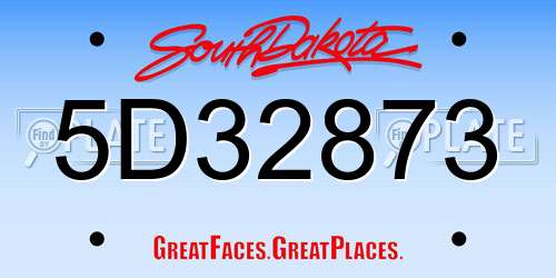 5D32873 South Dakota License Plate