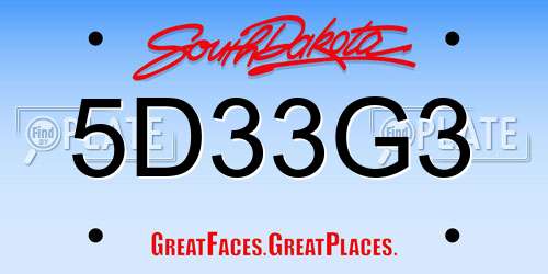 5D33G3 South Dakota License Plate