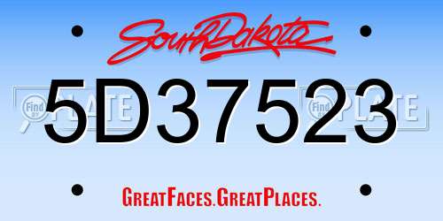 5D37523 South Dakota License Plate