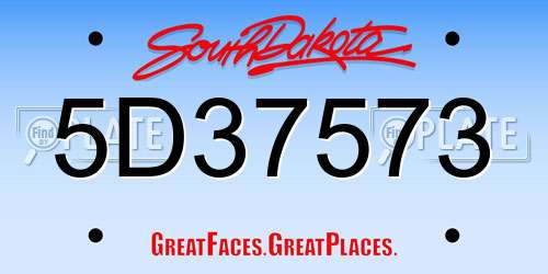 5D37573 South Dakota License Plate