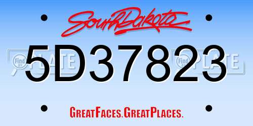 5D37823 South Dakota License Plate