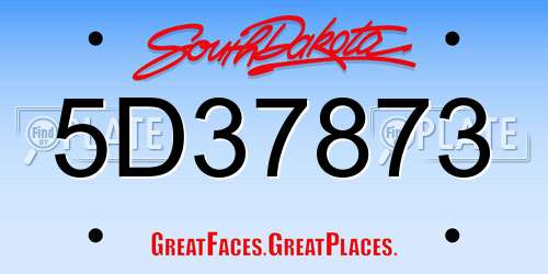 5D37873 South Dakota License Plate
