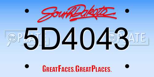 5D4043 South Dakota License Plate