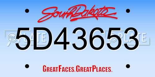 5D43653 South Dakota License Plate
