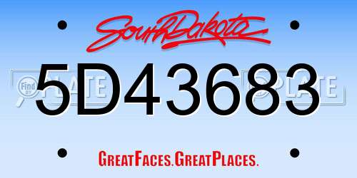 5D43683 South Dakota License Plate