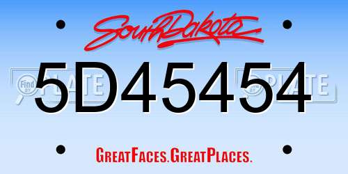 5D45454 South Dakota License Plate