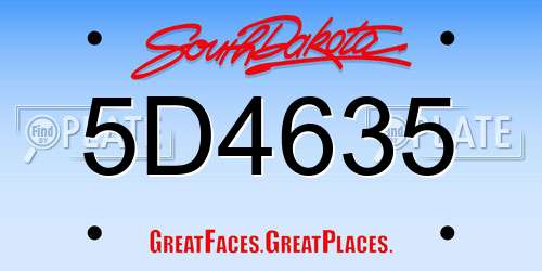 5D4635 South Dakota License Plate
