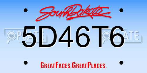 5D46T6 South Dakota License Plate