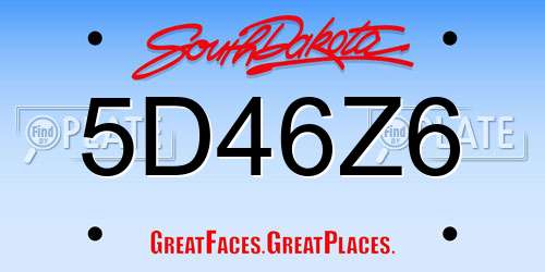 5D46Z6 South Dakota License Plate