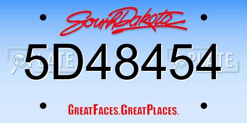 5D48454 South Dakota License Plate