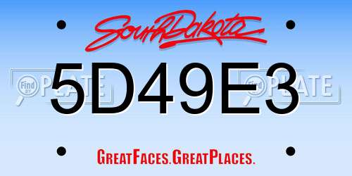 5D49E3 South Dakota License Plate