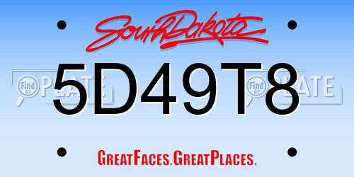5D49T8 South Dakota License Plate