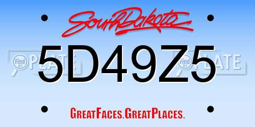 5D49Z5 South Dakota License Plate
