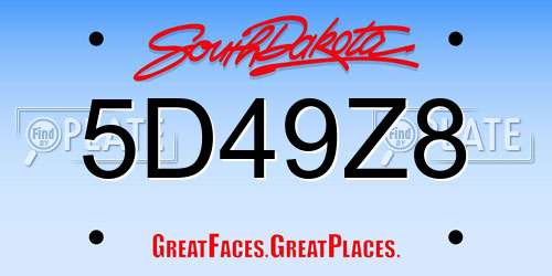 5D49Z8 South Dakota License Plate