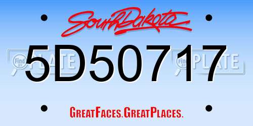 5D50717 South Dakota License Plate