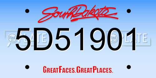 5D51901 South Dakota License Plate