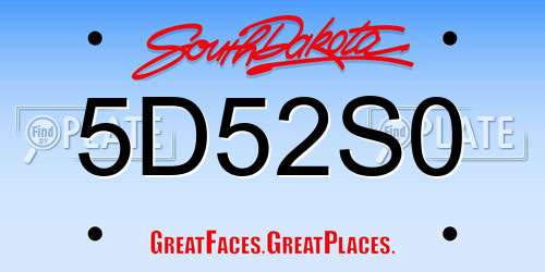 5D52S0 South Dakota License Plate