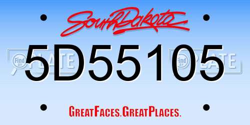 5D55105 South Dakota License Plate