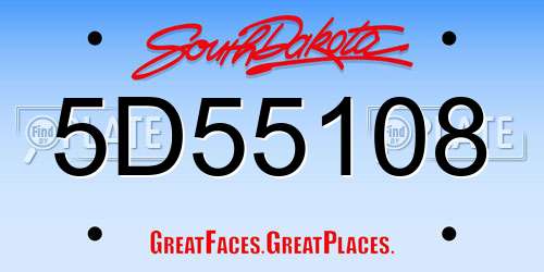 5D55108 South Dakota License Plate
