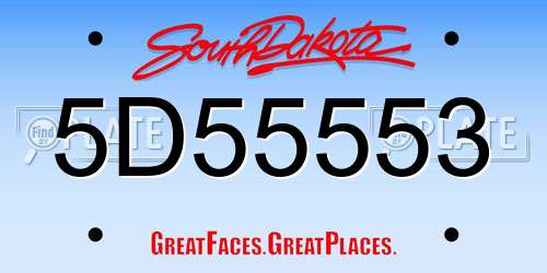 5D55553 South Dakota License Plate