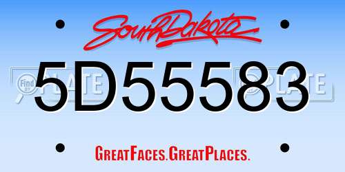 5D55583 South Dakota License Plate