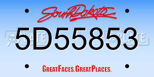 5D55853 South Dakota License Plate