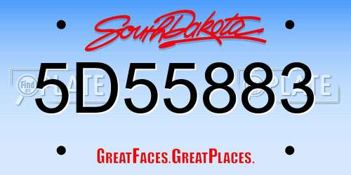 5D55883 South Dakota License Plate