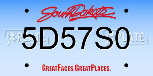 5D57S0 South Dakota License Plate
