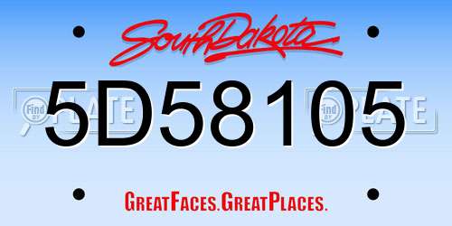 5D58105 South Dakota License Plate