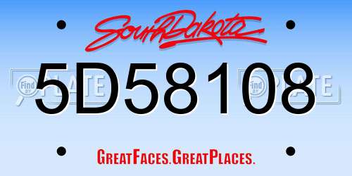 5D58108 South Dakota License Plate