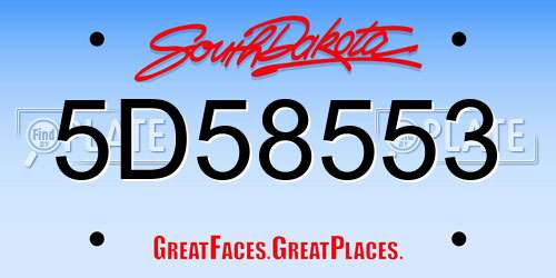 5D58553 South Dakota License Plate
