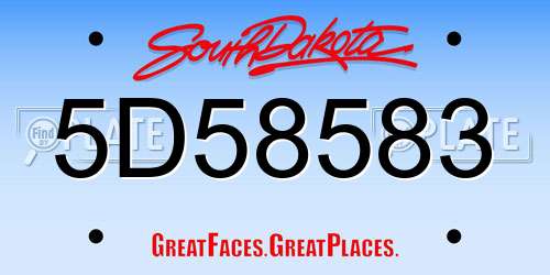 5D58583 South Dakota License Plate