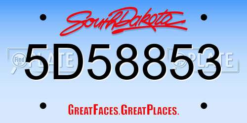 5D58853 South Dakota License Plate