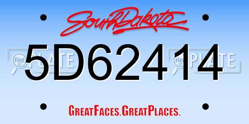 5D62414 South Dakota License Plate