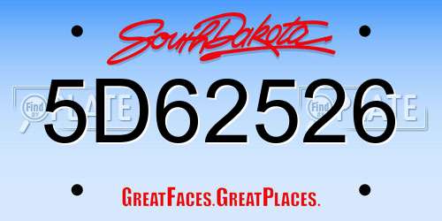 5D62526 South Dakota License Plate