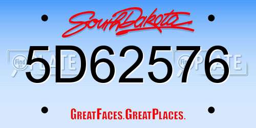5D62576 South Dakota License Plate