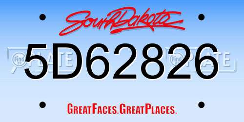 5D62826 South Dakota License Plate