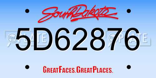 5D62876 South Dakota License Plate