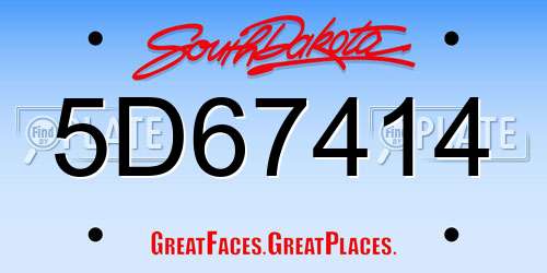 5D67414 South Dakota License Plate