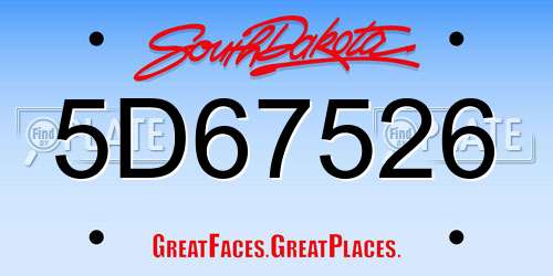 5D67526 South Dakota License Plate