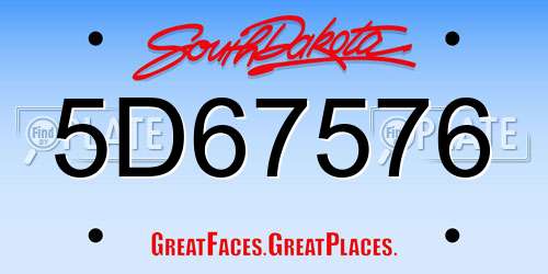 5D67576 South Dakota License Plate