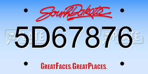 5D67876 South Dakota License Plate