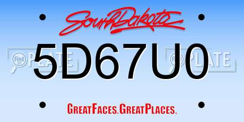 5D67U0 South Dakota License Plate