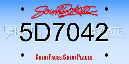 5D7042 South Dakota License Plate