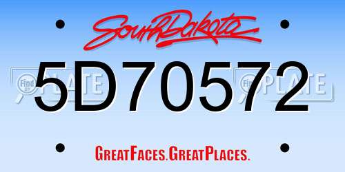 5D70572 South Dakota License Plate