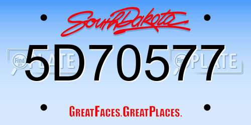 5D70577 South Dakota License Plate