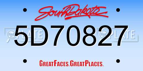 5D70827 South Dakota License Plate