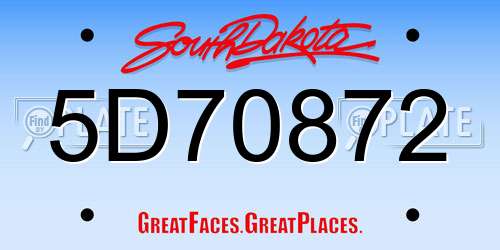 5D70872 South Dakota License Plate