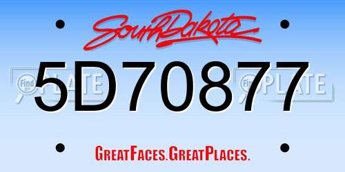 5D70877 South Dakota License Plate