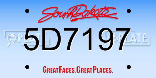 5D7197 South Dakota License Plate